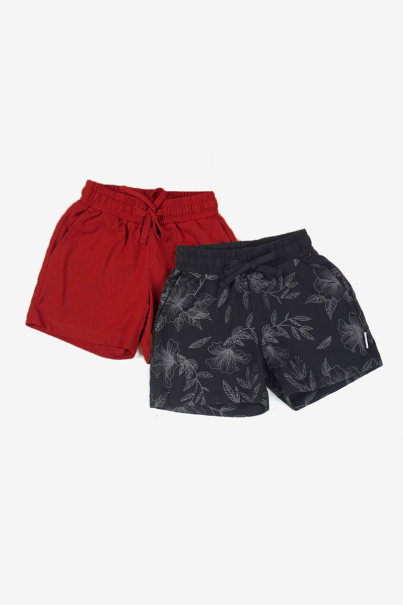 Kids' Basic + Printed Shorts - 2-Pack
