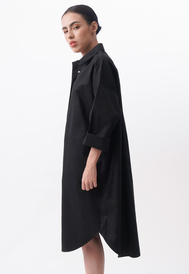 Women's Button Up Shirt Dress with Self Tie Belt