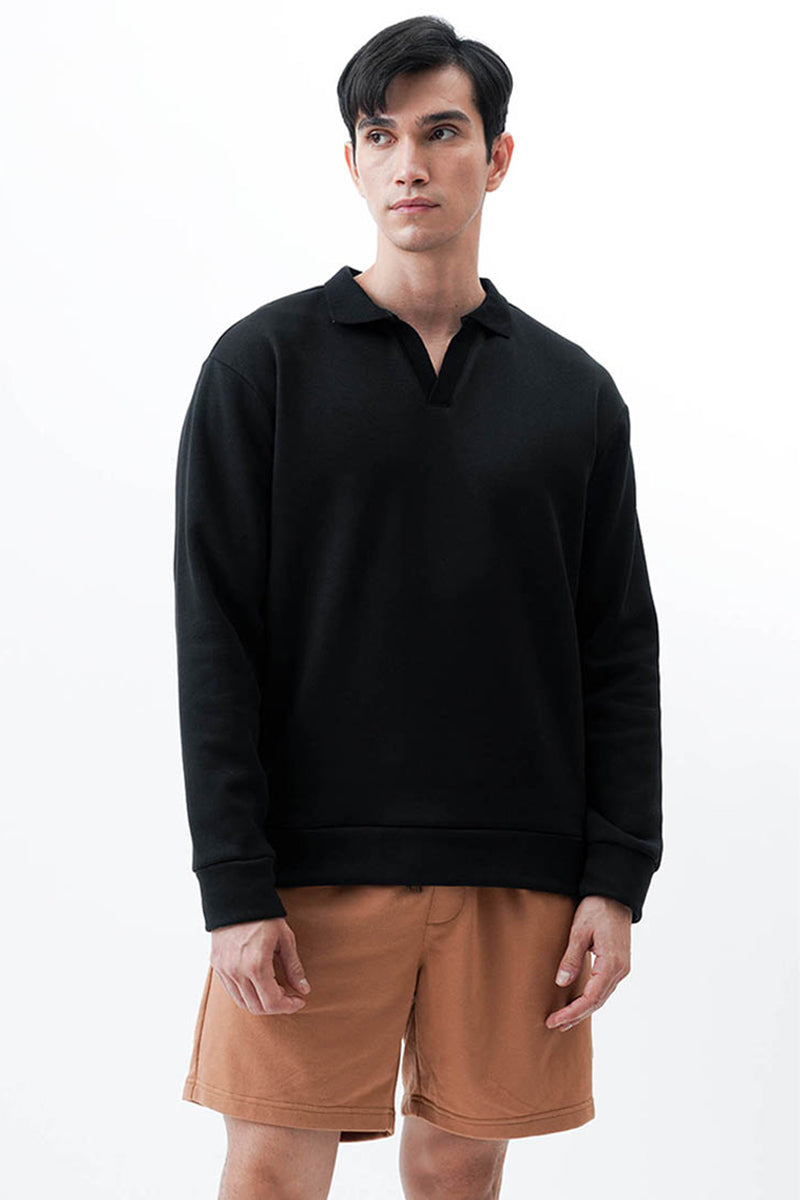 Unisex Cozy Open Ribbed Collar Pullover