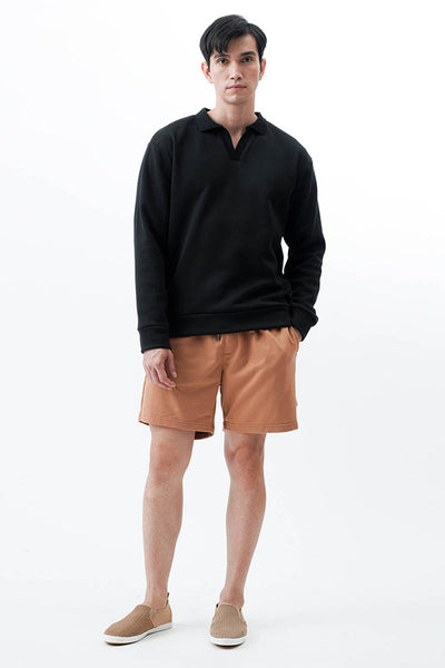 Unisex Cozy Open Ribbed Collar Pullover