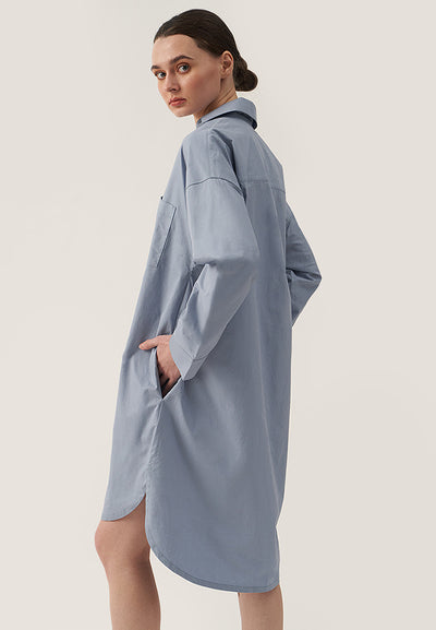Women's Collared V Neck Curved Hem Dress