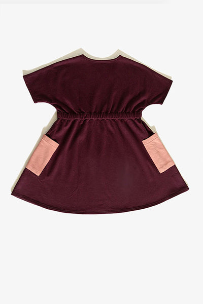 Kids' Elastic Waist Dress with Contrast Pockets