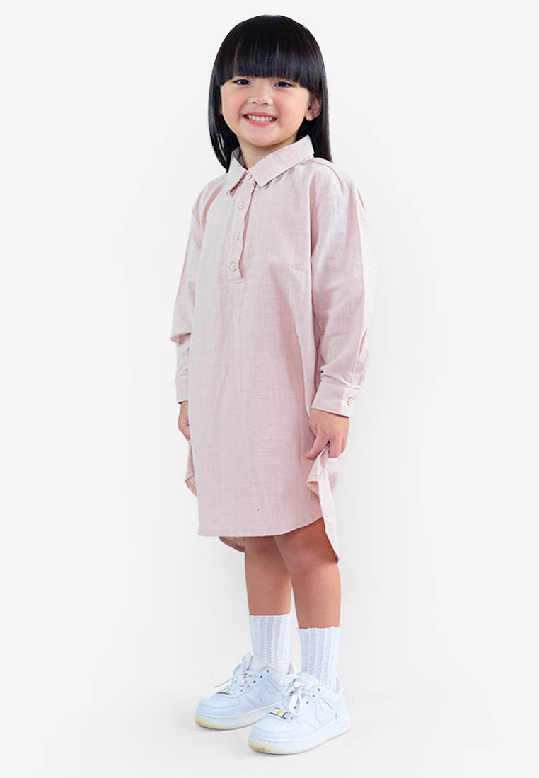 Kids' Collared Long Sleeve Shirt Dress