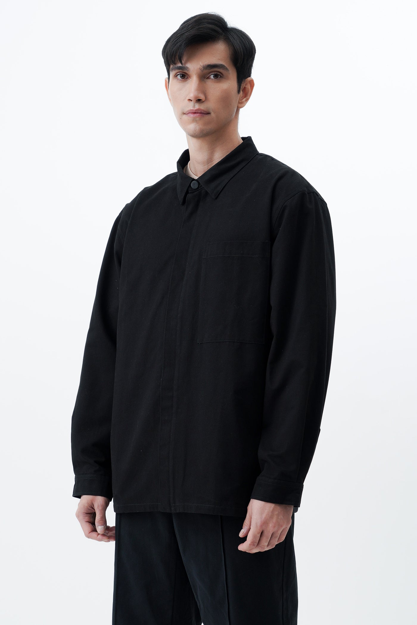 Men's Hidden Placket Overshirt with Zipper - The New Standard