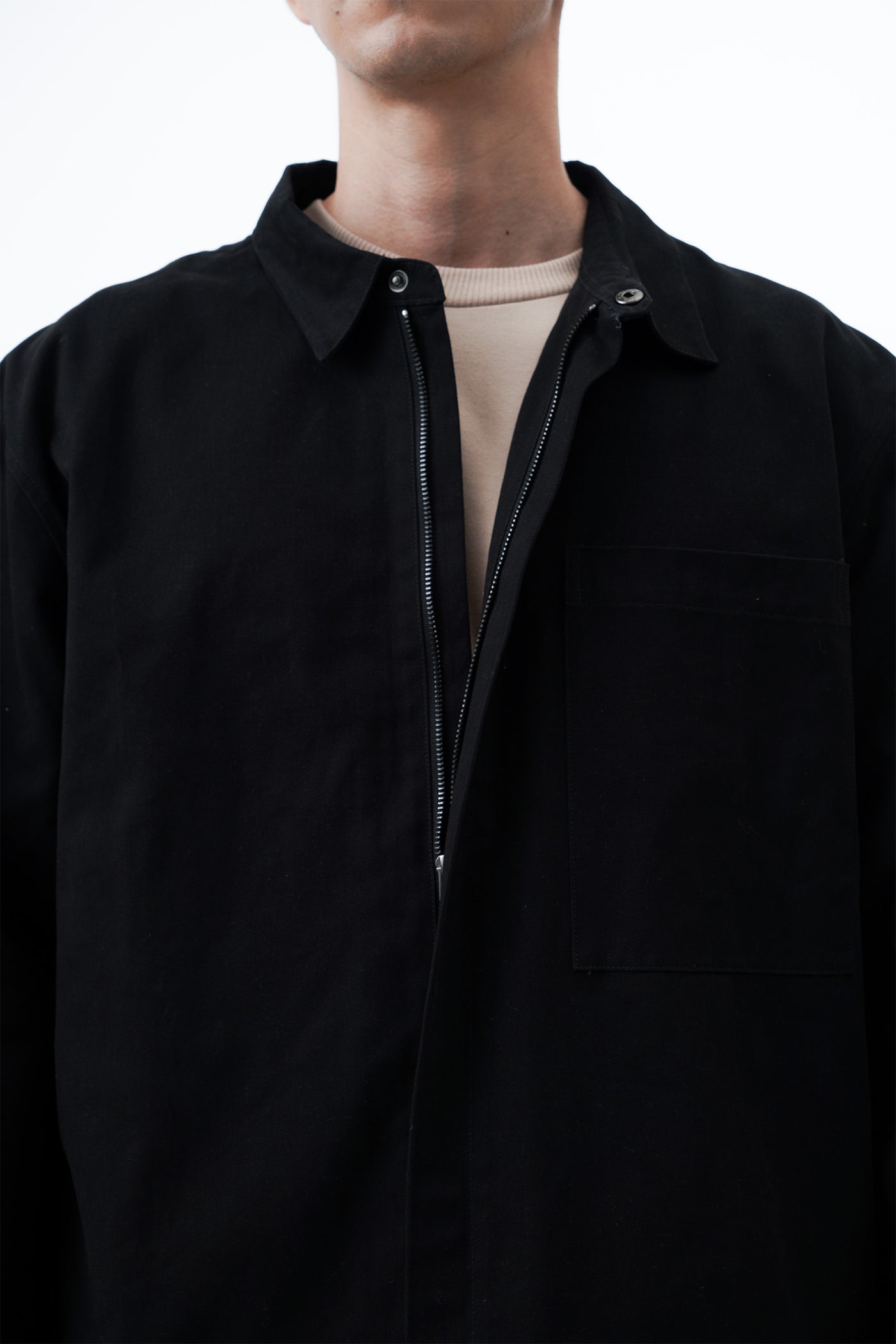 Men's Hidden Placket Overshirt with Zipper - The New Standard