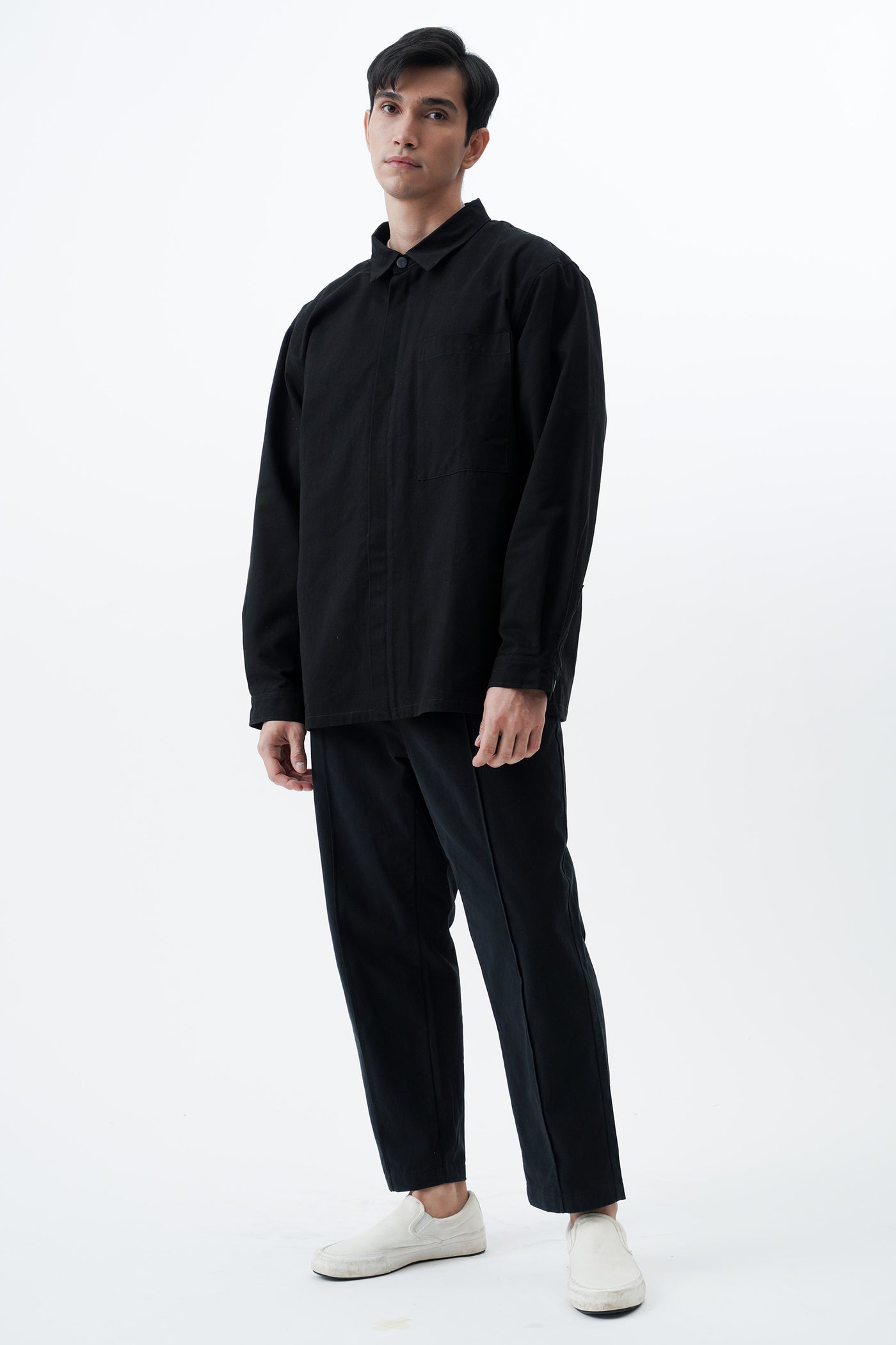 Men's Hidden Placket Overshirt with Zipper - The New Standard