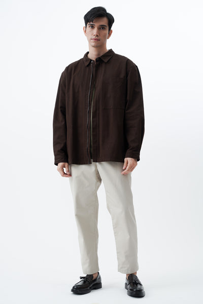 Men's Hidden Placket Overshirt with Zipper - The New Standard