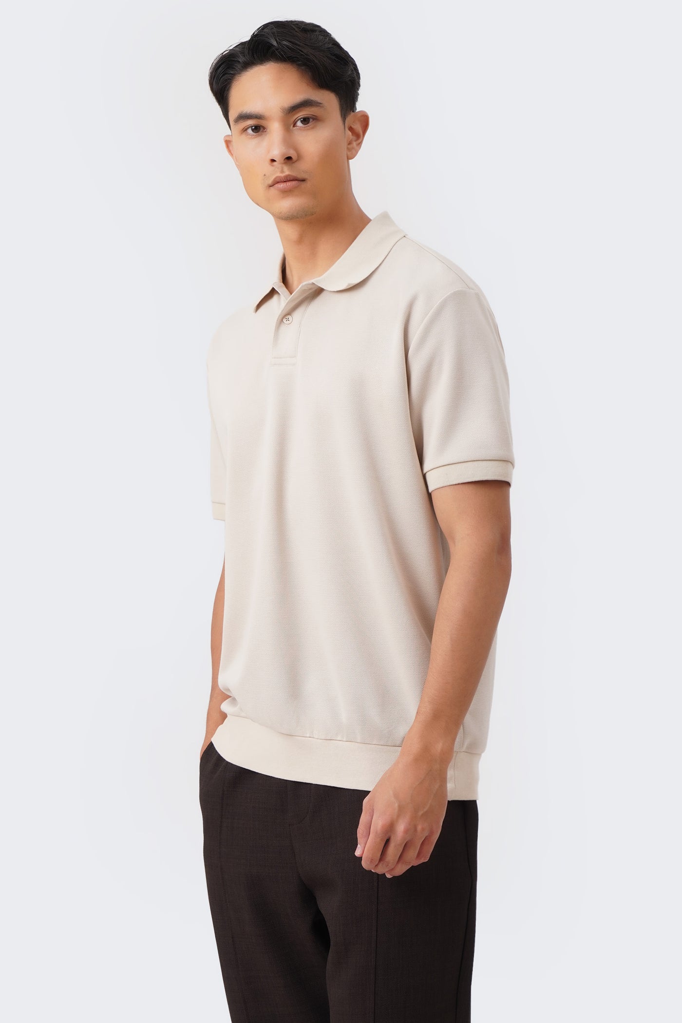 Men's Ribbed Collar Polo with Hem Band - The New Standard