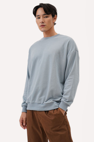 Men's Drop Shoulders Pullover with Hem Band