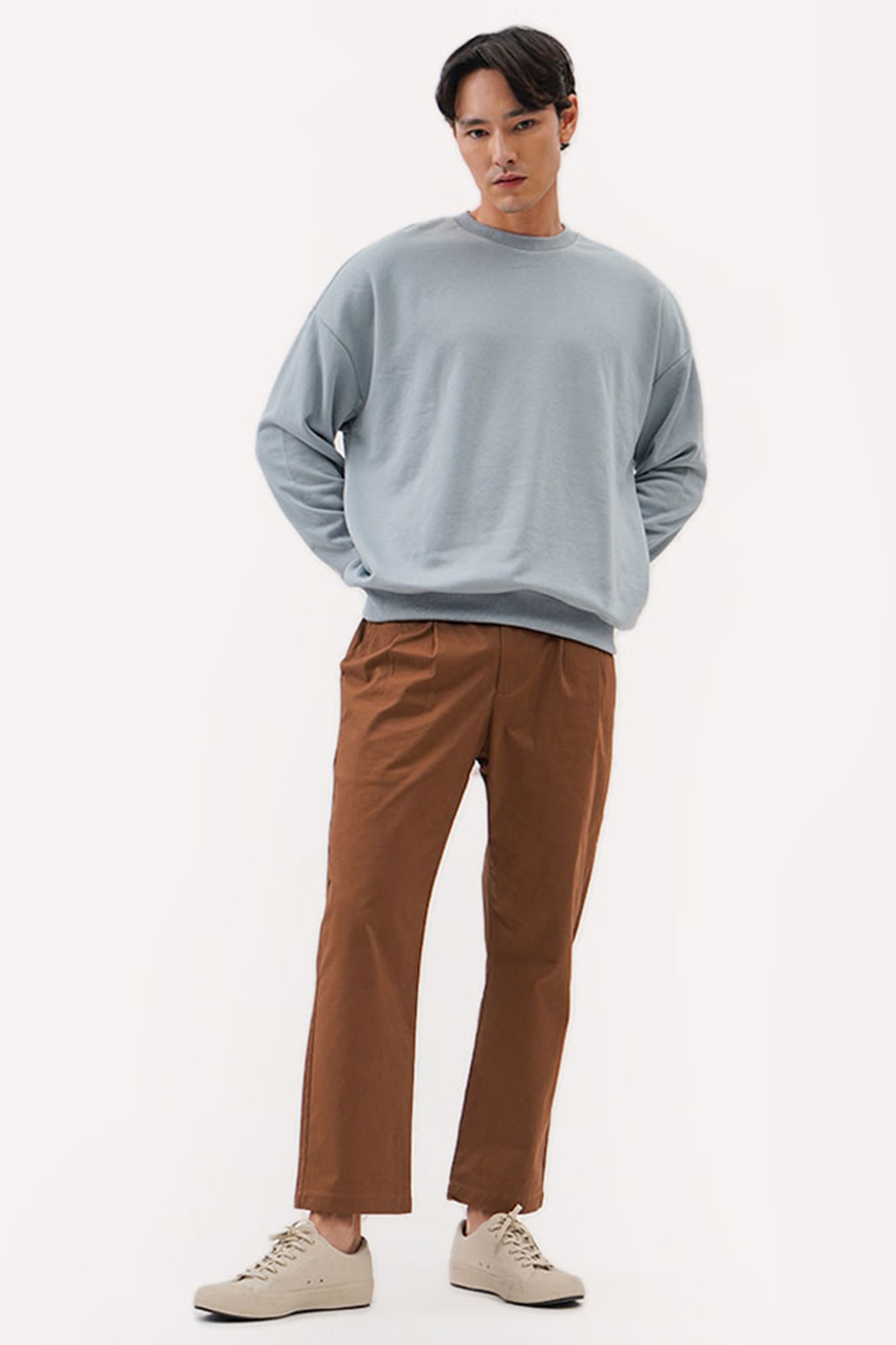 Men's Drop Shoulders Pullover with Hem Band