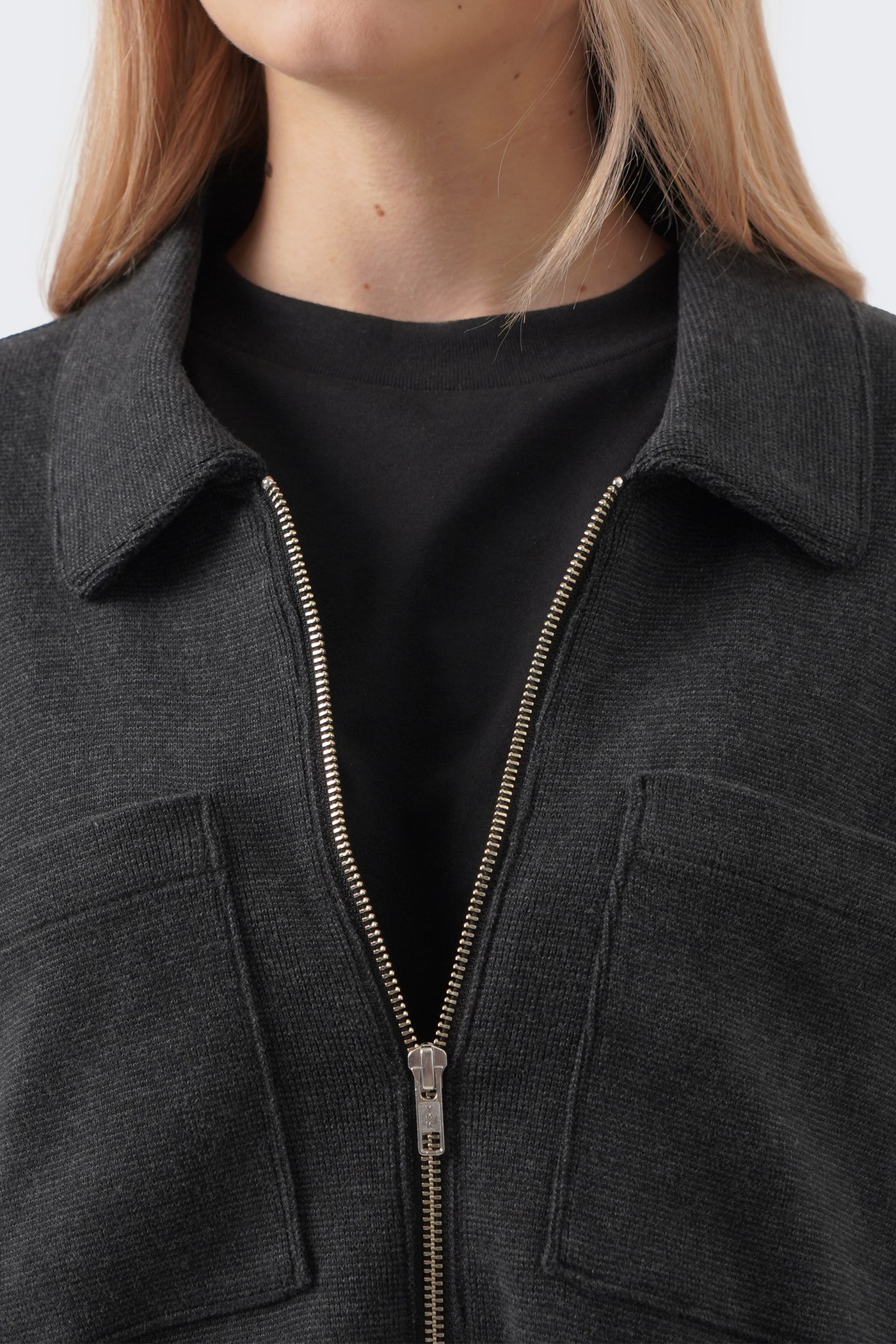 Women's Collared Zip Up Jacket with Patch Pockets