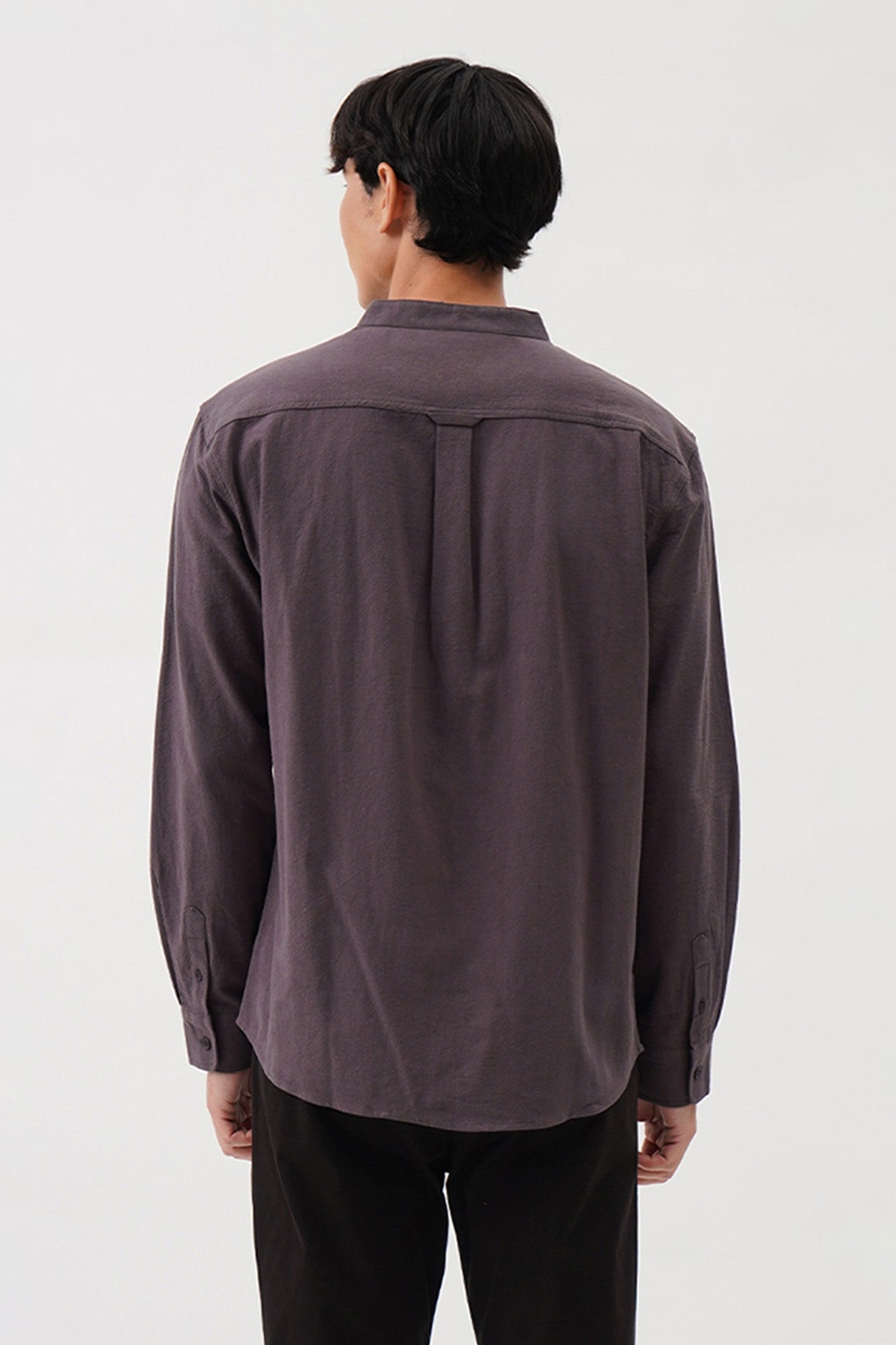 Men's Textured Stand Up Collar Long Sleeve Shirt