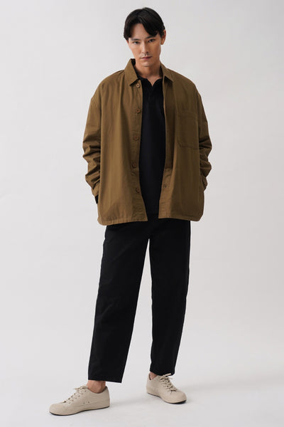 Men's Button Front Overshirt with Pocket