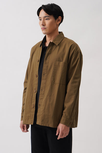 Men's Button Front Overshirt with Pocket