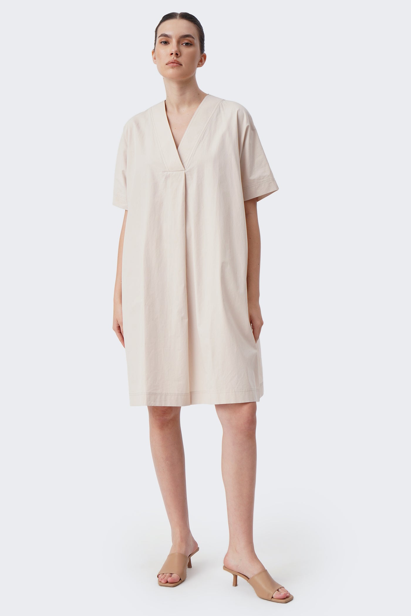 Women's Pop Over Placket Knee Length Dress