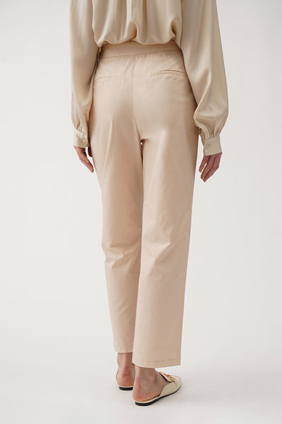 Women's High Waisted Tapered Trousers with Front Pleats