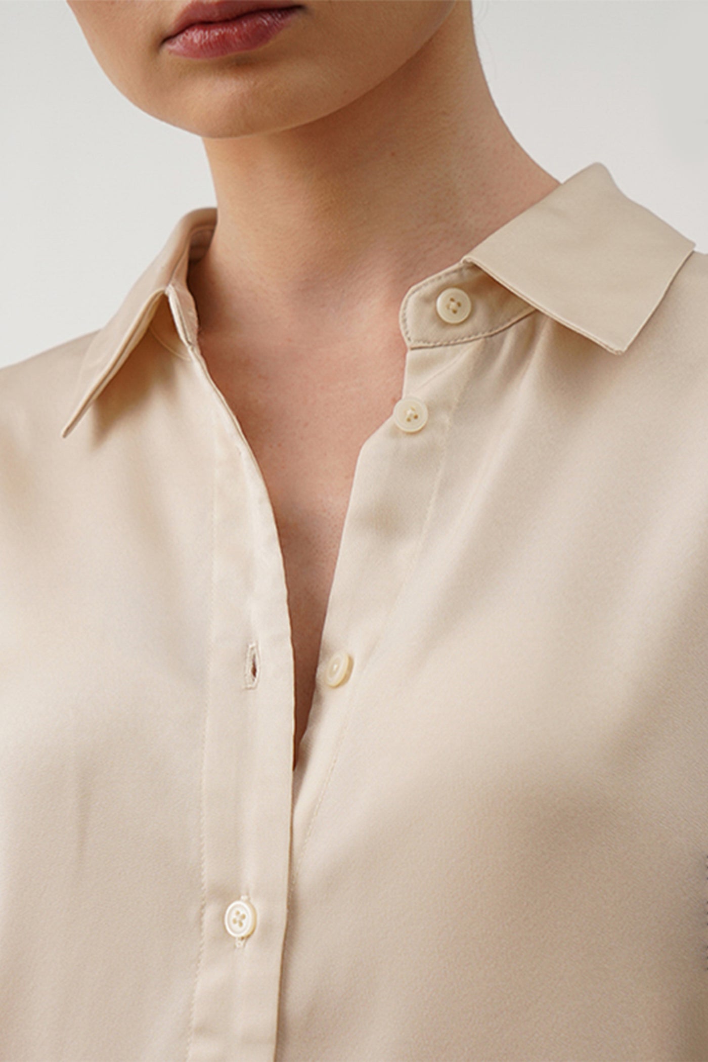 Women's Satin Button Up Shirt with Bishop Sleeves