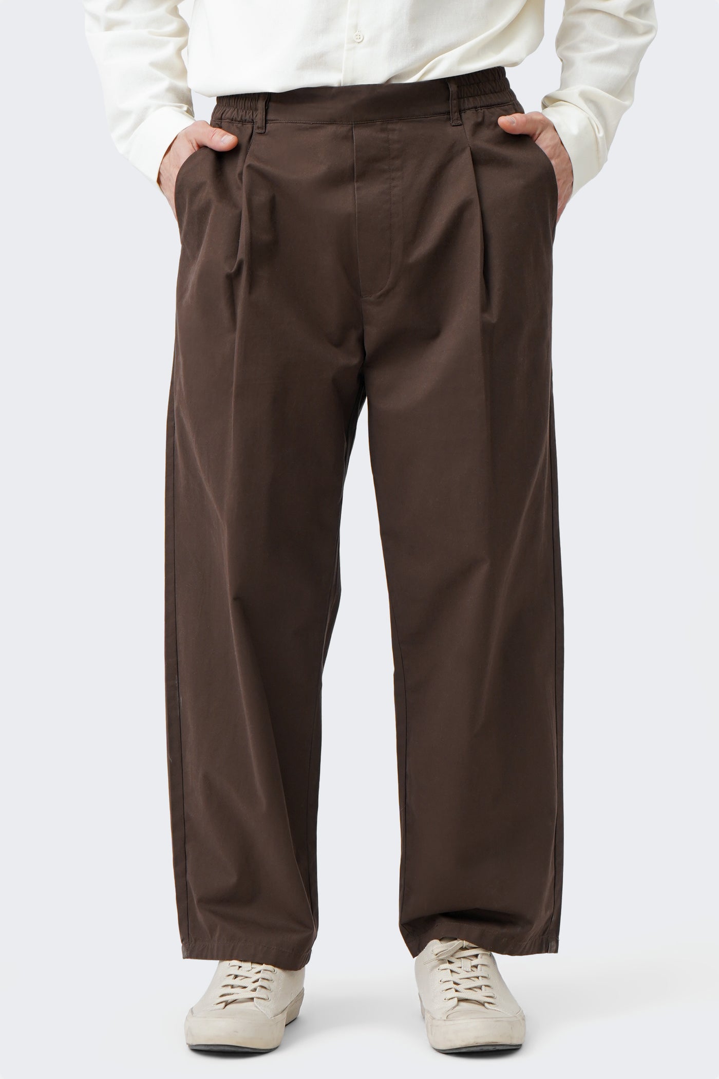 Men's Straight Cropped Pleated Trousers