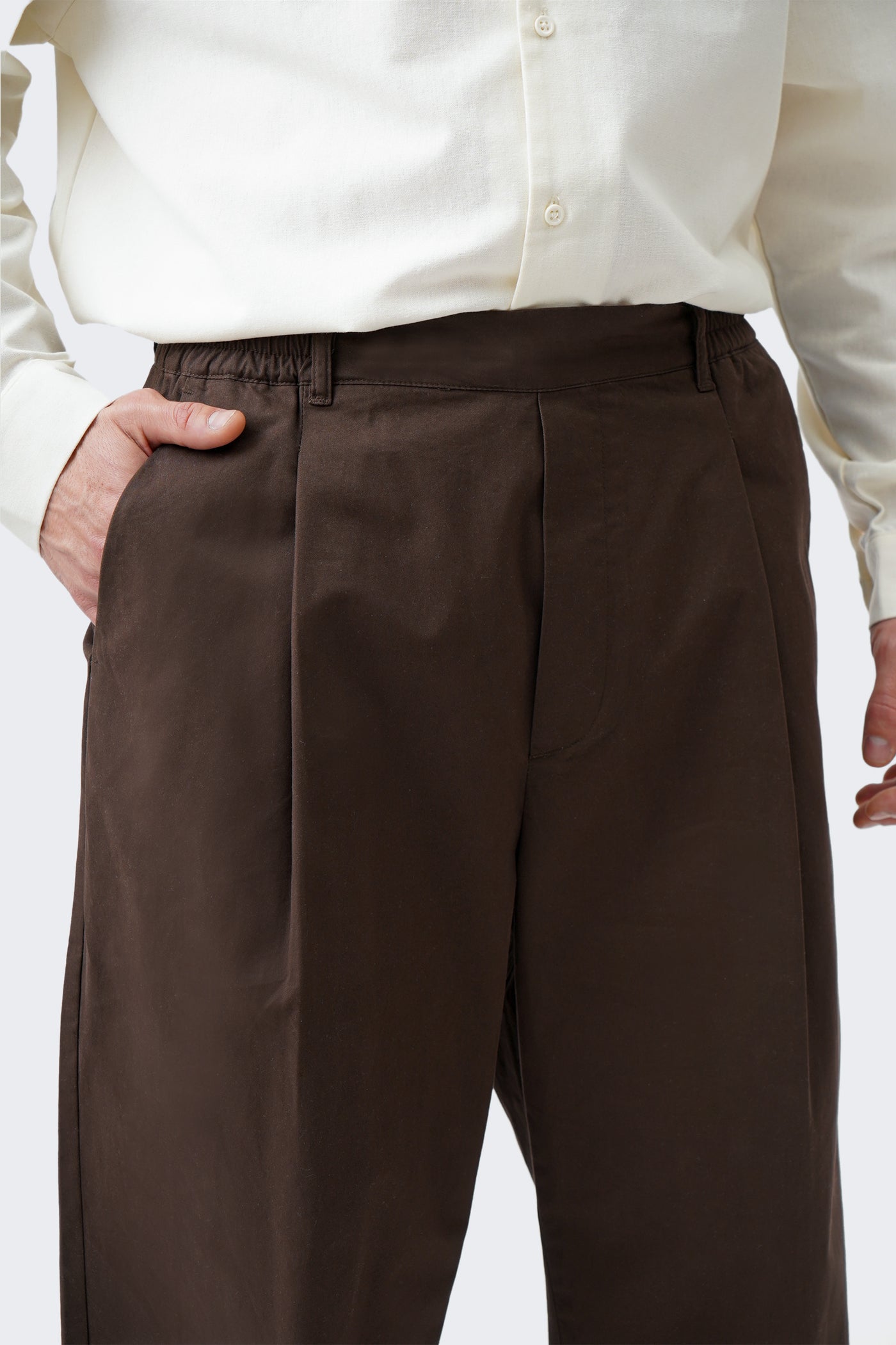 Men's Straight Cropped Pleated Trousers