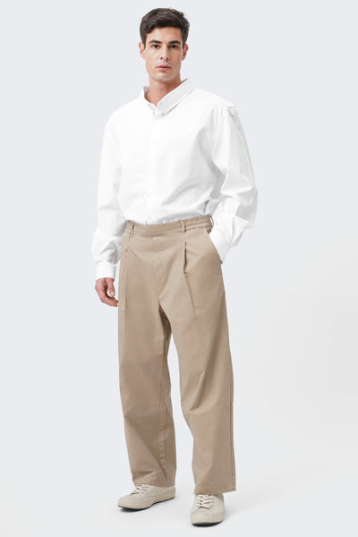 Men's Straight Cropped Pleated Trousers