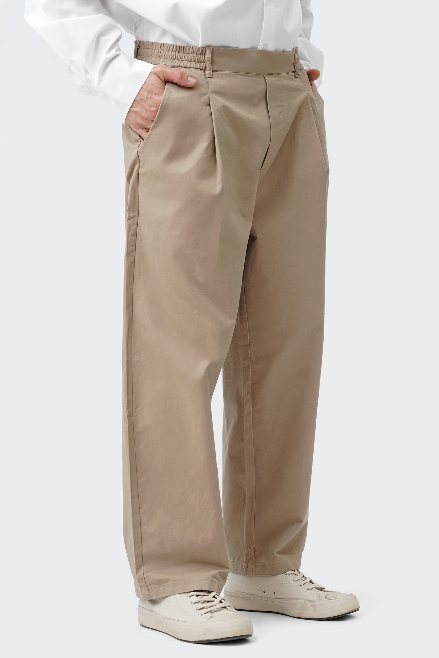 Men's Straight Cropped Pleated Trousers