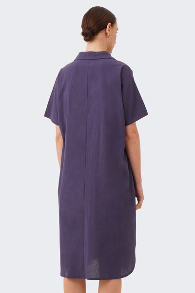 Women's Midi Extended Sleeve Linen Shirt Dress