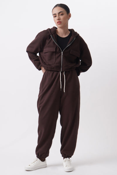 Women's Cozy Cropped Zip-up Hoodie with Patch Pockets