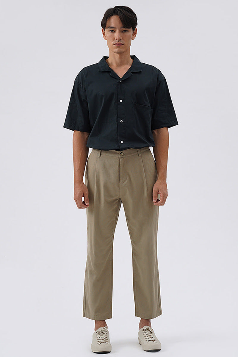 Men’s Front Pleat Cuffed Hem Trousers