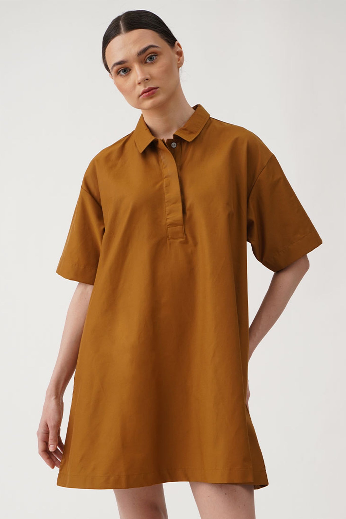 Women's Hidden Placket A-Line Shirtdress