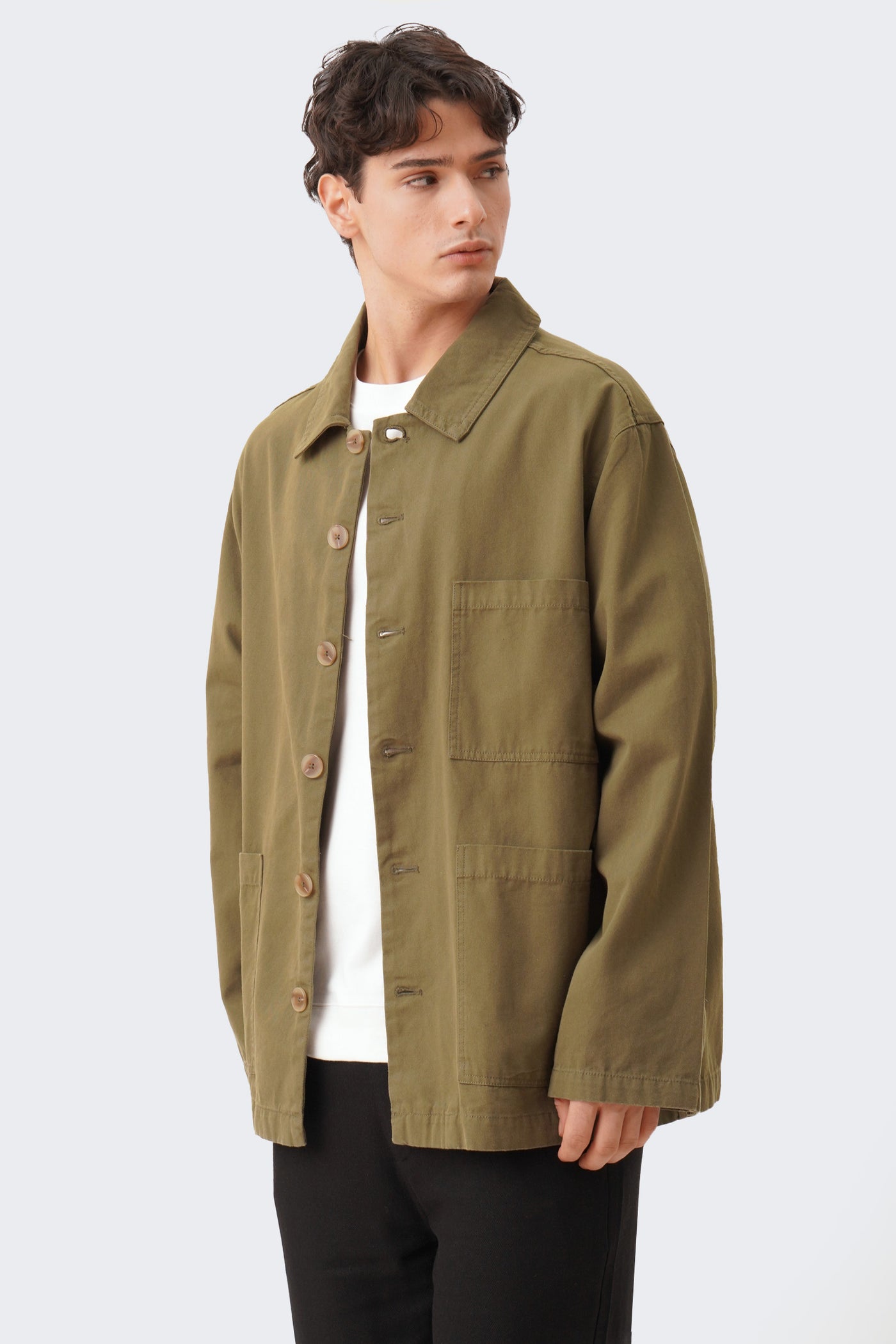 Men's Oversized Linen Triple Pocket Overshirt