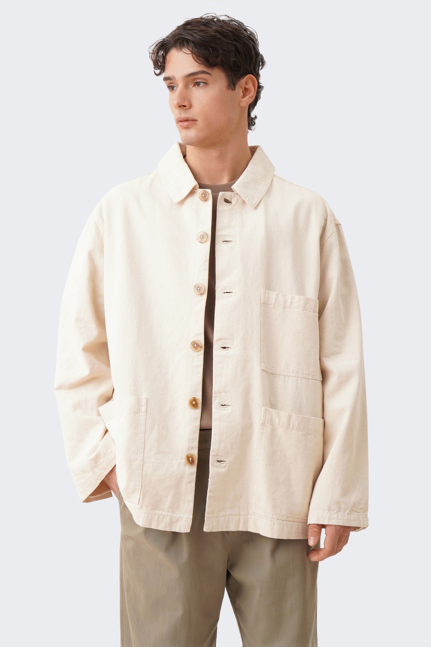 Men's Oversized Linen Triple Pocket Overshirt