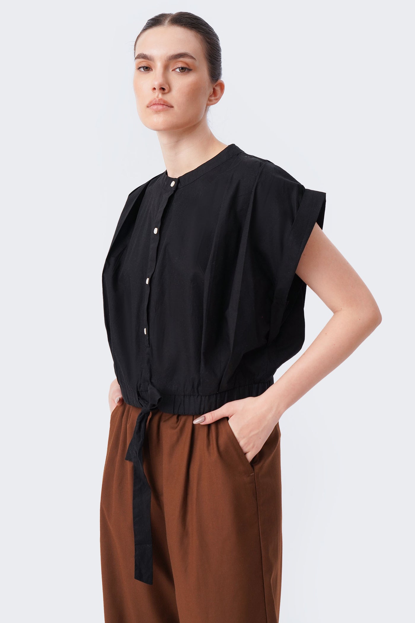 Women's Crop Drawstring Top