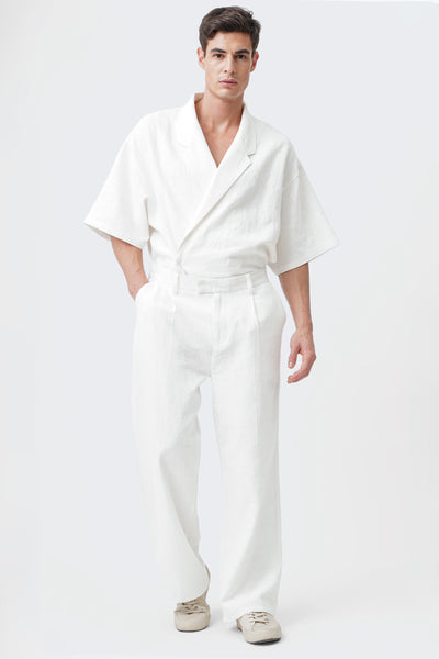 Unisex Slub Linen Straight Leg Trousers