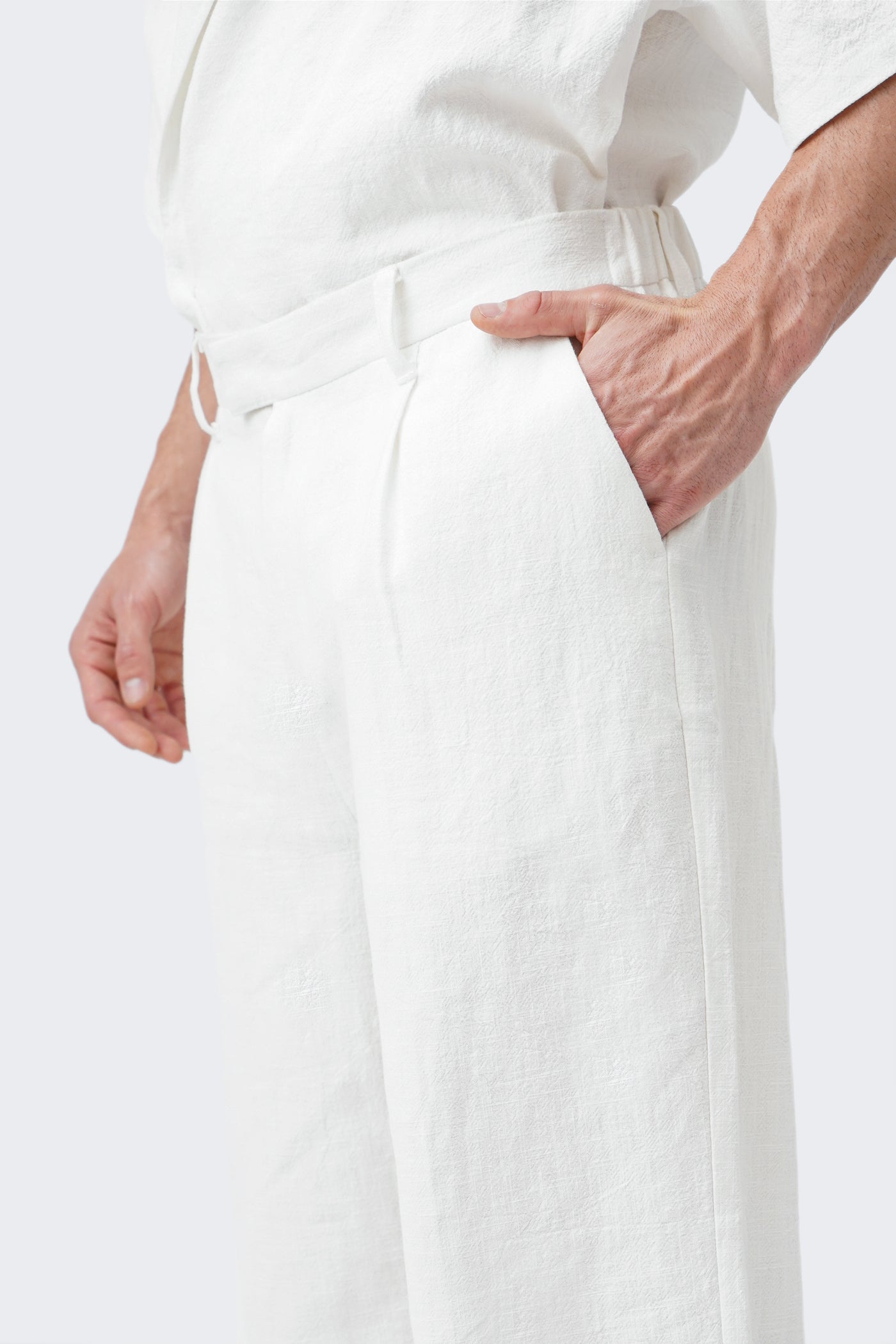 Unisex Slub Linen Straight Leg Trousers