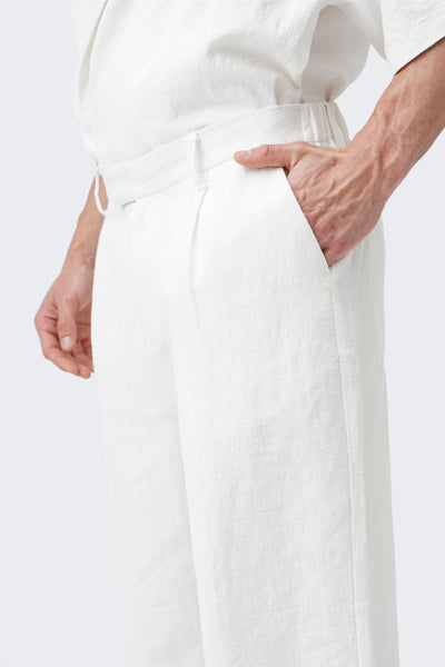Unisex Slub Linen Straight Leg Trousers