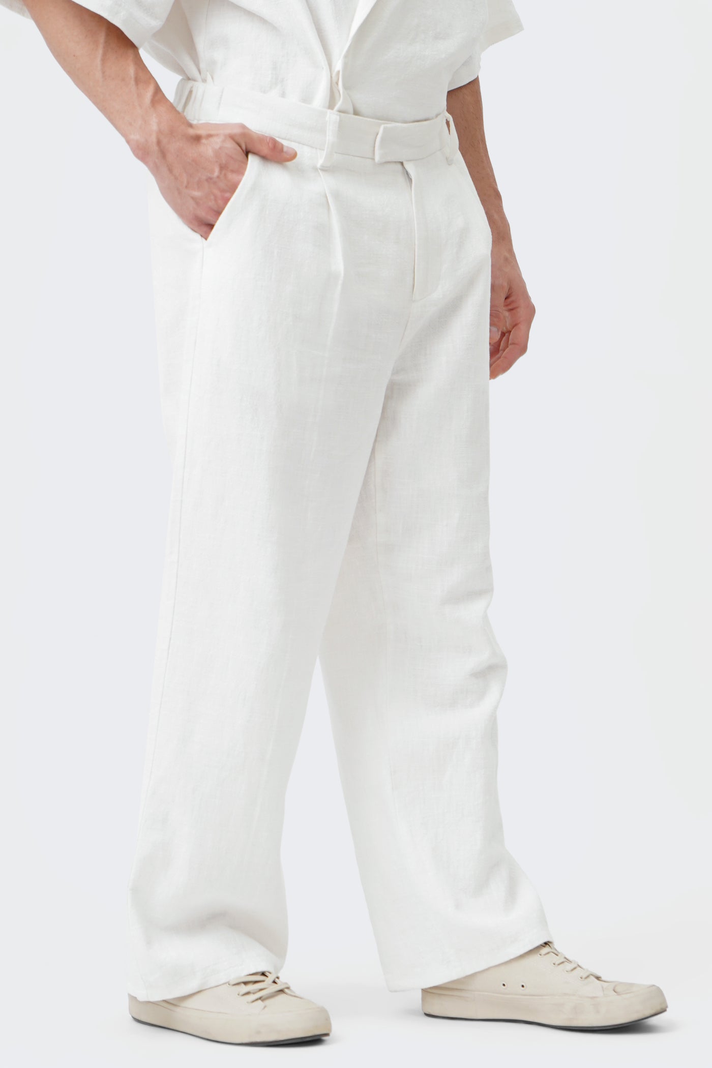 Unisex Slub Linen Straight Leg Trousers