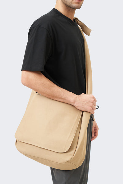 Large Canvas Crossbody Bag with Adjustable Tie Strap