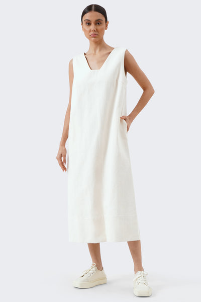 Women's Sleeveless Maxi Canvas Dress