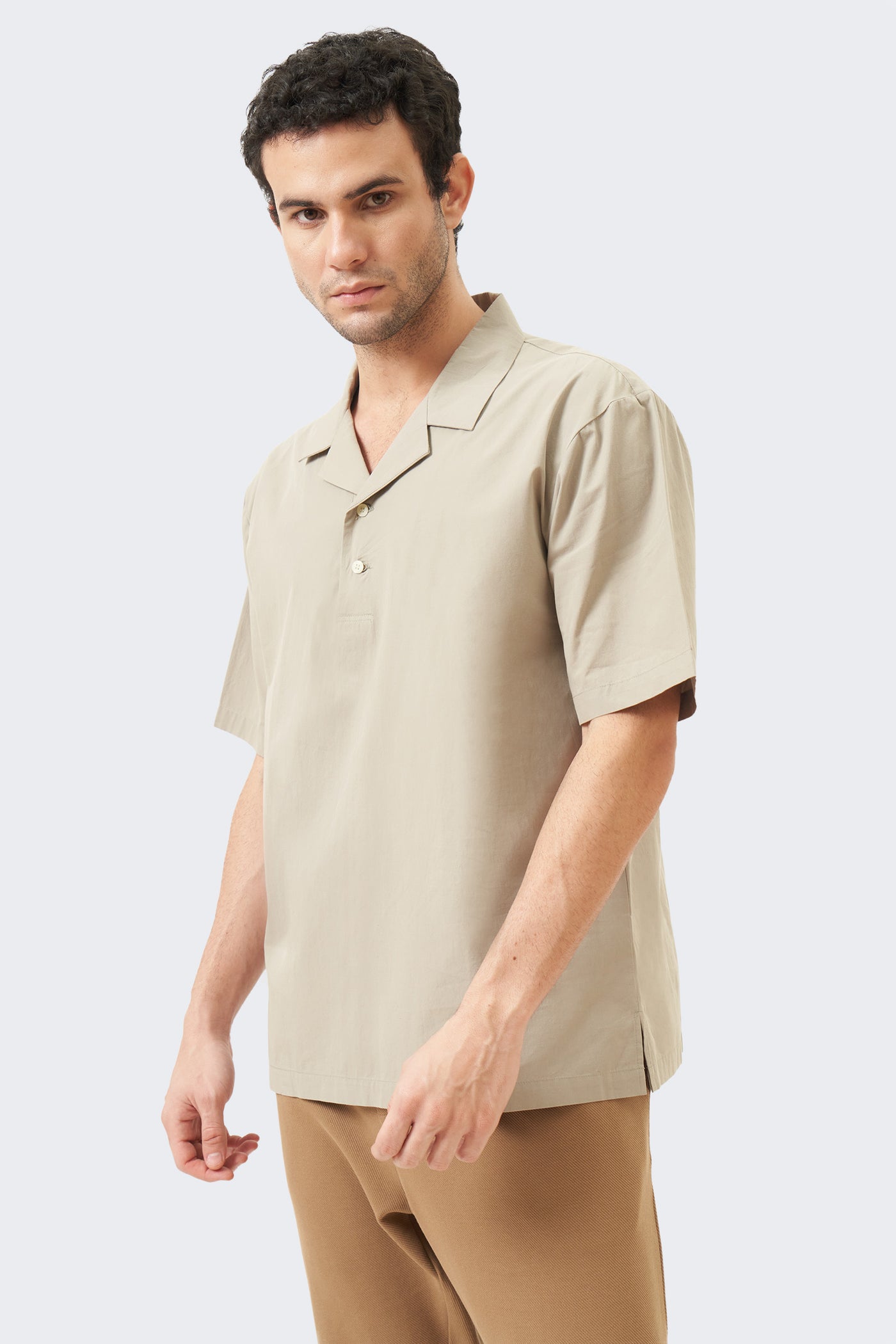 Men's Half Placket Notch Collar Shirt