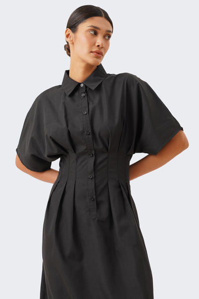 Women's Pleated Maxi Shirtdress