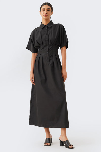 Women's Pleated Maxi Shirtdress