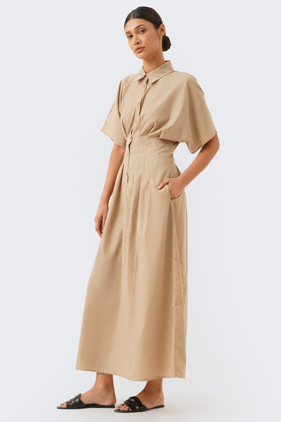 Women's Pleated Maxi Shirtdress