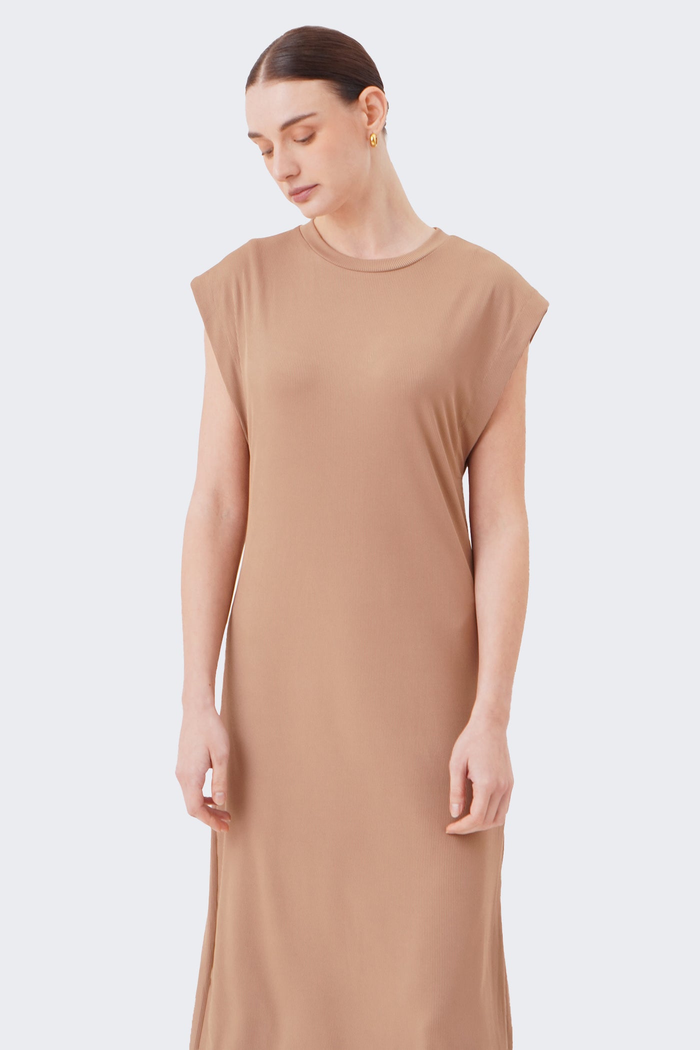 Women's Ribbed Extended Sleeve Midi Dress