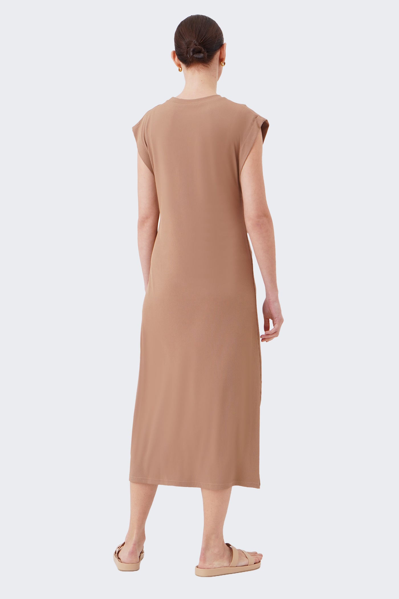 Women's Ribbed Extended Sleeve Midi Dress