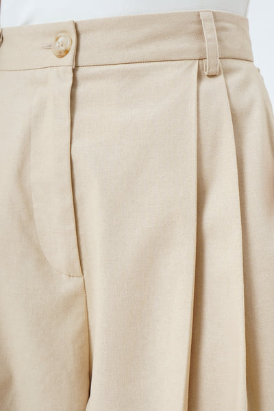 Women's Wide Leg Pleated Linen Pants