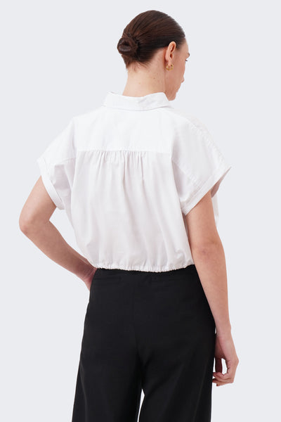 Women's Cap Sleeve Draw Hem Cropped Shirt