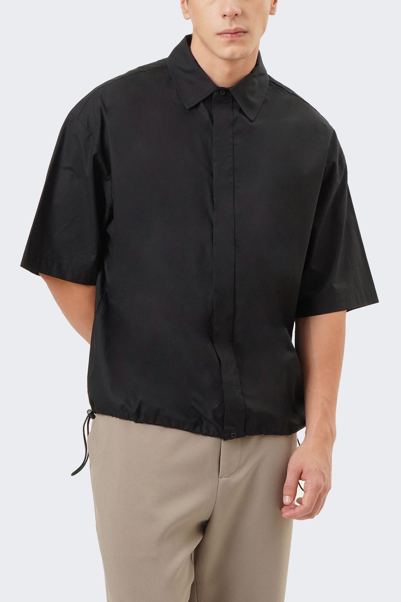 Men's Short Sleeve Drawstring Shirt