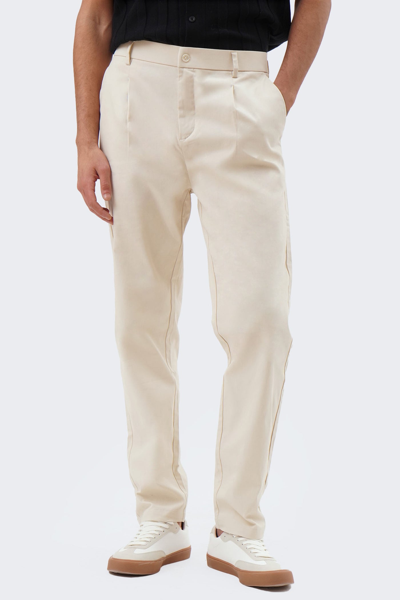 Men's Slim Pull On Trousers with Front Pleats