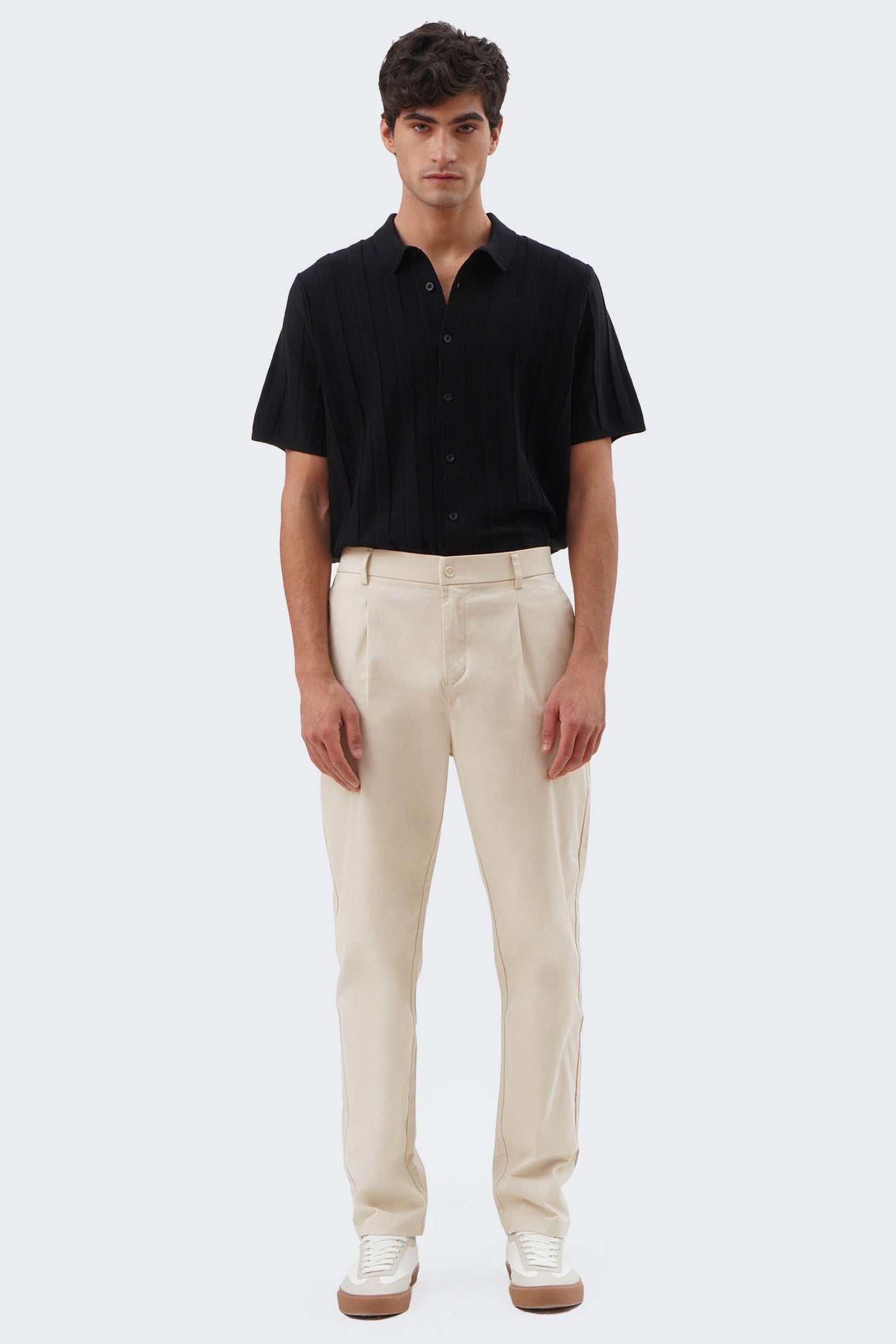 Men's Slim Pull On Trousers with Front Pleats