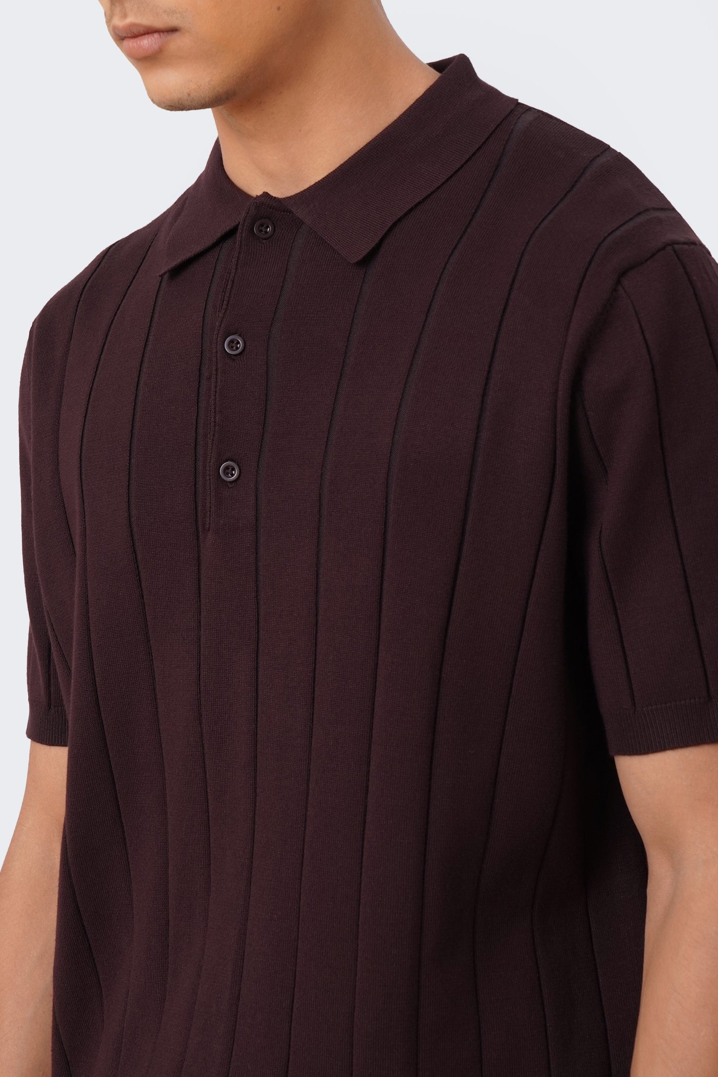 Men's Textured Ribbed Knit Polo with Hem Band - The New Standard